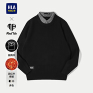 海瀾之家（HLA）雙領(lǐng)針織衫男25新款亦心即為系列毛衣男秋季 黑色26 M 170/88A 推薦125~136斤