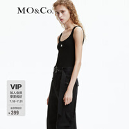 MO&Co.背心春夏字母刺繡坑條紋吊帶背心黑白色內(nèi)搭外穿摩安珂 黑色 L 170