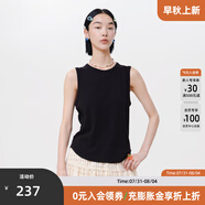 幻走（MOVEUP）【商場(chǎng)同款】2025夏季新款圓領(lǐng)繡花毛邊純棉短款背心女 純黑 M