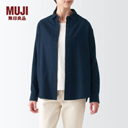 無(wú)印良品（MUJI） 女式 法蘭絨 襯衫 長(zhǎng)袖休閑格子純棉全棉 BCB40C2A 深藏青色 XL (165/92A)
