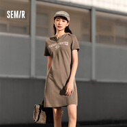 森馬（Semir）連衣裙女字母印花復(fù)古潮流休閑2024新款夏修身連帽短裙運(yùn)動(dòng)風(fēng) 咖色調(diào)00355-短款 L