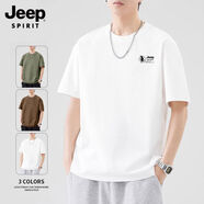 JEEP SPIRIT吉普純棉t恤男短袖夏季2025新款山系百搭大尺碼休閑 白色 JP自由之鷹黑_K 【100%純棉】 2XL