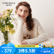 科蒙.博卡2024秋冬小貓嵌花馬海毛女圓領(lǐng)寬松休閑毛衣 白色 100/M