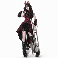 創(chuàng  )京懿選哥特cos服連衣裙設計荊棘刺客Lolita黑紅哥特朋克風(fēng)上 上衣+背帶裙+短褲+袖套 S 165