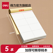 得力（deli）草稿本空白加厚草稿紙小學(xué)初中高中生學(xué)習(xí)數(shù)學(xué)運(yùn)算考研演草紙B5演算紙驗(yàn)算紙練習(xí)稿紙可撕 【分區(qū)B5-500張】5本裝-可撕草稿紙