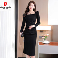 皮爾卡丹（pierre cardin）紅色衣裙女修身包臀裙名媛氣質(zhì)宴會小禮服裙高端高級感春秋款新款 黑色 S