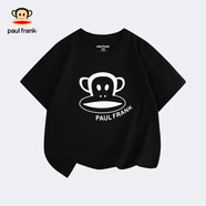 大嘴猴（paul frank）童裝兒童短袖T恤短褲2025夏季男女童百搭簡(jiǎn)約舒適休閑上衣褲子 433F黑銀色 110