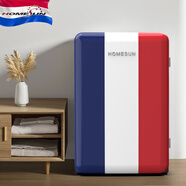 HOMESUN【2024新品】1級能耗 圓弧一體家用辦公室小冰箱冷凍存奶超薄冰箱 國旗米字旗母乳冰箱復古冰箱 BC-112RDC（復古三色旗-直冷）