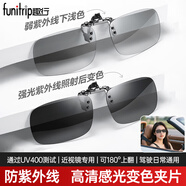 趣行上翻式偏光夾片墨鏡 防強光變色夾片汽車(chē)駕駛近視太陽(yáng)鏡男女通用