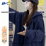 回力外套女款2025新款秋冬季加絨衛衣時(shí)尚款韓系慵懶休閑百搭連帽開(kāi)衫