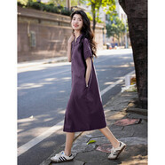 德瑪納【實(shí)穿主義】夏季簡(jiǎn)約風(fēng)翻領(lǐng)云朵棉寬松舒適短袖女式牛仔連衣裙