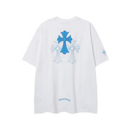 克羅心（chrome heart）官方艦旗春夏藍色馬蹄梵文字母印花口袋潮流百搭男女短袖t恤上衣 白色 S 90-120斤