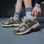 阿迪達斯（adidas）跑步鞋男女鞋2025秋季新款閃回鞋 RESPONSE CL網(wǎng)面透氣貼合老爹鞋 JQ9153淡灰/巖層橄欖綠/暗綠 42 (260mm)