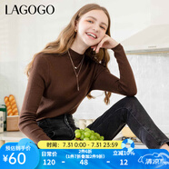 lagogo多巴胺多色修身軟糯針織衫女拉谷谷2024冬新款半高領(lǐng)打底衫 深咖啡(U0) M 160/38