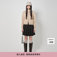 DZZIT地素毛呢格子百褶半裙秋冬學(xué)院風(fēng)短裙女 黃褐色 XS