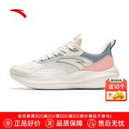 安踏流云｜訓(xùn)練鞋女鞋夏季網(wǎng)面透氣跑步鞋厚底減震運(yùn)動(dòng)鞋健身跳繩鞋 【網(wǎng)面透氣】象牙白/櫻花粉/蟹殼青-5 37.5 (235mm)