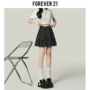 FOREVER21Forever21甜美碎花高腰半身裙女韓系黑色雪紡A字裙包臀蛋糕短裙子 黑色 S