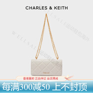 CHARLES&KEITH秋季女包CK6-10680924菱格鏈條錢包單肩斜挎包女包 Cream奶白色