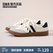Semir官方正品女鞋德訓(xùn)鞋春秋季平底小白鞋休閑鞋經(jīng)典百搭運(yùn)動(dòng)板鞋女 米黑 37