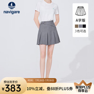 Navigare意大利小帆船半身裙女士夏季時尚顯瘦A字裙子簡約休閑短款百褶裙 知更雀灰 M