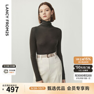 朗姿【王楚然同款】純羊毛高領(lǐng)針織衫秋冬內搭打底上衣曠野美拉德 深橄欖綠色 M