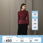 PORTS寶姿 秋冬新品女裝簡約半高領(lǐng)針織上衣LA9N025GCF005 酒莊紫格子 XS (2)