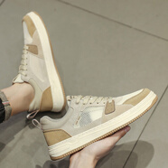 森馬官方品牌夏季男鞋透氣網(wǎng)面小白鞋潮流板鞋涼感運動(dòng)跑步鞋輕便軟底 杏色 40