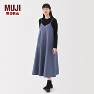 無印良品（MUJI）女式 易干平紋吊帶連衣裙 女裝裙子夏季吊帶裙長裙 BC2L9C5S 煙熏藍色 L (165/88A)