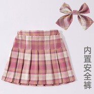 Radinka2025夏新款女童套裝jk兒童中大童兩件套10歲小學(xué)生裙子JWX 4003櫻花粉半身裙+領(lǐng)結 120