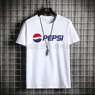 百事（PEPSI）可樂(lè )聯(lián)t恤男女短袖情侶寬松大碼潮流休閑純棉學(xué)生夏上衣班服 白色-百事 L 【120-140斤】