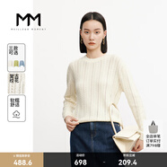 麥檬商場(chǎng)同款春秋馬海毛短款圓領(lǐng)套頭針織衫毛衣女5D2130272 本白色5D2130272 L