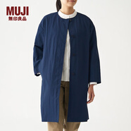 無印良品 MUJI 女式 不易沾水 無領(lǐng)大衣 BDE01A0S 煙熏藍(lán)色 S