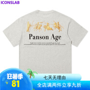 ICONS Lab300G重磅美式斯巴達(dá)時(shí)代印花潮牌圓領(lǐng)情侶短袖T恤男女t恤 金騎士Panson-淺灰色【重磅300g】 S  【建議70-90斤】