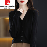 皮爾卡丹（pierre cardin）2025一線仿羊毛針織開衫外套女春秋新款寬松薄款毛衣外搭針織衫女 灰色今年流行的輕奢品牌 S