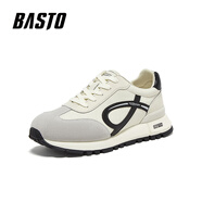 百思圖2025秋商場(chǎng)新款復(fù)古厚底德訓(xùn)鞋阿甘鞋男運(yùn)動(dòng)休閑鞋F(xiàn)EK01CM5 米色/黑色 40