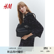 H&M夏季女士包袋時尚休閑束帶裝飾托特包1266533 黑色