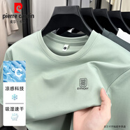 皮爾卡丹（pierre cardin）2025夏季新款短袖t恤男士圓領無痕冰絲涼感寬松上衣半袖體恤衫 短袖25269淺綠 XL 推薦【130-155斤】