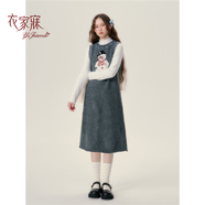 衣家寐紳士小雪人2025年冬季新款加厚背心毛衣連衣裙女中長款 灰色 M