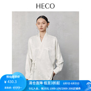 HECO張予曦同款【歸園】新中式國風(fēng)醋酸提花襯衫斜襟復(fù)古寬松上衣外套 白色 M