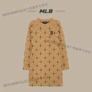 MLB韓國專柜MLB衛(wèi)衣裙老花長袖寬松滿標(biāo)秋季新款 卡其色 韓國專柜現(xiàn)貨 美拉德穿搭 S