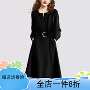 TAO HAN黑色長袖連衣裙春裝女款2025新款春秋季媽媽氣質洋氣中長款打底裙 黑色 【歐貨女裝歐洲站潮牌高端2024】 M  【建議90-115斤】