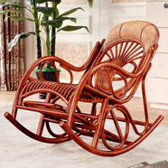 華盛宇陽(yáng)臺(tái)真藤編織搖椅成人逍遙躺椅藤椅藤條休閑家用藤制懶人搖搖椅子 棗紅色 單張搖椅