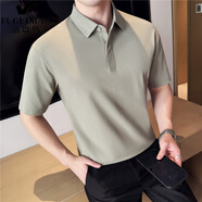 富貴鳥（FUGUINIAO）感微闊polo衫男短袖夏季2025新款商務(wù)休閑暗扣痞帥氣翻領(lǐng)t恤 叢林綠 M
