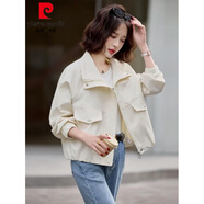 皮爾卡丹（pierre cardin）短外套女裝2025年春季春天衣服新款時尚氣質(zhì)百搭小個子春秋短外套 米白 M 80斤--110斤