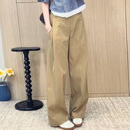 嬌碧芙鐮刀褲彎刀褲子女2025新款女小個(gè)子夏季闊腿褲寬松慵懶風(fēng)褲 卡其色 L 建議100至120斤