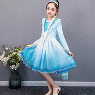 奧蒙威【清倉無售后】兒童愛莎公主連衣裙冰雪奇緣女童禮服裙演出服8060 藍色C 150