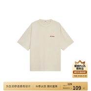 BODYDREAM心形B標(biāo)印花短袖男夏季休閑寬松情侶T恤純棉重磅半袖潮送男友 杏色 M