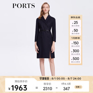 PORTS寶姿女裝長袖OL風職場收腰連衣裙ALN9D030JCF036 丈青 XS (2)