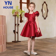 衣諾坊新款女童禮服裙酒紅公主裙生日六一演出服兒童婚禮花童裙子