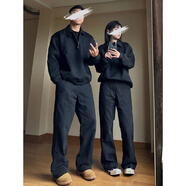 黑盒白美式高街褲子男款秋冬潮牌男士休閑褲男女cleanfit直筒伐木工裝褲 CHFS-S6015黑色 3XL